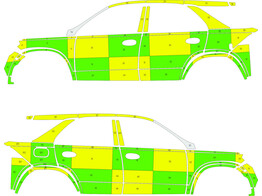 Striping Mercedes GLE 2022 - Battenburg T11500 Green/Yellow/White KIT left   right  MUG/SMUR