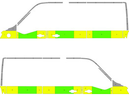 Striping Opel Movano -2019 L2H2 Half Battenburg Green/Yellow/White  links   rechts  2 schuifdeuren