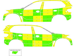 Striping BMW X5 2013-2018 AZ Sint Lucas MUG Battenburg Green/Yellow/White  links   rechts 