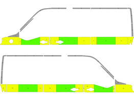 Striping Nissan V400 L2H2 Half Battenburg geel-groen Firstcare