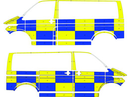 Striping VW T6.1 Battenburg T11500 Blue/Yellow/White PZ Schoten