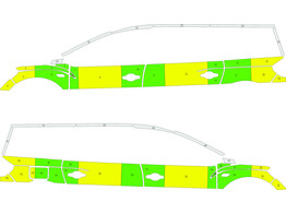 Striping Dacia Jogger - Half Battenburg Green/Yellow/White  left   right 