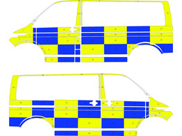 Striping VW T6.1 Battenburg T11500 Blauw/geel/wit Grens