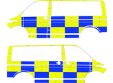 Striping VW T6.1 Battenburg T11500 Blauw/geel/wit Grens