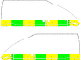 Striping Renault Trafic/Opel Vivaro 2010-2015 L2H2 - Half Battenburg Groen/Geel/Wit KIT  links   rechts  schuifdeur rechts