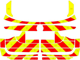 Striping BMW X3 2022 - Chevrons T11500 Rouge/Jaune 10 cm