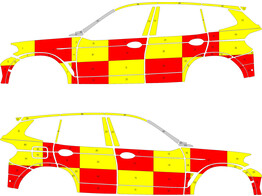 Striping BMW X3 2022 Battenburg Rouge/Jaune/Blanc KIT  gauche   droite 