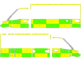 Striping Mercedes Sprinter Box Body Strobel Battenburg Green/Yellow/White KIT  left   right  Nage  _