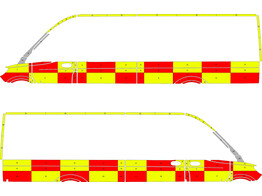 Striping Mercedes Sprinter 2018 L4H2 - Battenburg T11500 Green/Yellow/White KIT  left   right  ZDS L