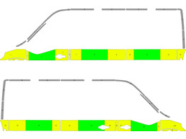 Striping Renault Master -2019 L2H2 Half Battenburg Green/Yellow/White  links   rechts  1 schuifdeur