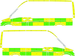 Striping Mercedes Sprinter L2H2 Battenburg Green/Yellow/White  left   right  2 sliding doors