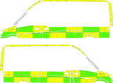 Striping Mercedes Sprinter L2H2 Battenburg Green/Yellow/White  left   right  2 sliding doors