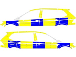 Striping VW Tiguan Allspace 2020 - Half Battenburg Blue/Yellow/White  left   right 