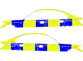 Striping BMW 330I - Battenburg Bleu/Jaune/Blanc KIT  gauche   droite 