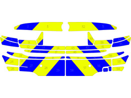 Striping BMW 330I - Chevrons T11500 Bleu/Jaune 15 cm