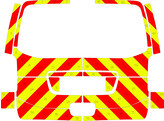 Striping Peugeot Traveller hayon avec fenetre Chevrons 10cm rouge/jaune