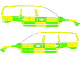 Striping Volvo XC70 MUG Battenburg Green/Yellow/White  left   right  Jolimont