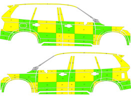 Striping Volvo XC90 2018 - Battenburg T11500 Green/Yellow/White  left   right  - MUG Glorieux