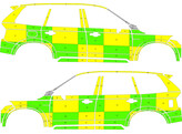 Striping Volvo XC90 2018 - Battenburg T11500 Green/Yellow/White  left   right  - MUG Glorieux