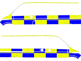 Striping VW T6.1 Half Battenburg 2 lines T11500 Blue/Yellow/White