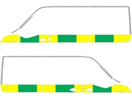 Striping Renault Master -2019 L2H2 Half Battenburg Groen/Geel/Wit  links   rechts  1 schuifdeur Croix Rouge