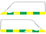 Striping Renault Master -2019 L2H2 Half Battenburg Green/Yellow/White  links   rechts  1 schuifdeur