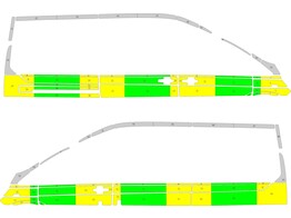 Striping Ford Transit Custom L2H2 half battenburg jaune/vert/blanc 1 portes sliding droite