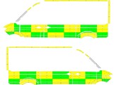 Striping Volkswagen Crafter 2017 L3H3 - Battenburg T11500 Groen/Geel/Wit  links   rechts  2 schuifdeuren/zonder magneten/stekker