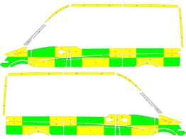 Striping Mercedes Sprinter 2013 L2H2 - Battenburg T11500 Green/Yellow/White  left   right  1 sliding