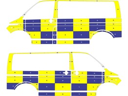 Striping VW T6 Battenburg T11500 Bleu/Jaune/Blanc