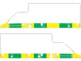 Striping VW Transporter Kastopbouw Half BB groen/geel/wit WV3ZZZ7JZ7X002805