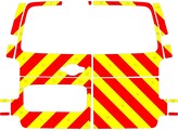 Striping Opel Vivaro en Renault Trafic H1 Chevrons Fluo geel/rood 10 cm met ruiten