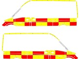 Striping Mercedes Sprinter L2H2 Battenburg Red/Yellow/White  left   right  2 sliding doors  buttonbl