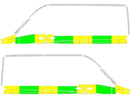 Striping Mercedes Sprinter L2H2 Half Battenburg Groen/Geel/Wit  links   rechts  2 schuifdeuren S.I.W.HA.