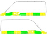 Striping Mercedes Sprinter L2H2 Half Battenburg Groen/Geel/Wit  links   rechts  2 schuifdeuren S.I.W.HA.