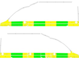 Striping volkswagen Kastopbouw Half Battenburg Groen/Geel/Wit  links   rechts  RKV Beveren