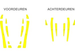 Striping Toyota Highlander bespoke panels for doors/tailgate inside Avery Prismatic T11513 YELLOW