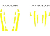 Striping Toyota Highlander bespoke panels for doors/tailgate inside Avery Prismatic T11513 YELLOW