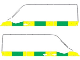 Striping Renault Master -2019 L2H2 Half Battenburg Groen/Geel/Wit  links   rechts  1 schuifdeur 1-RKL-480