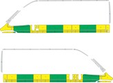 Striping Peugeot Boxer/Citroen Jumper L2H2 Half Battenburg Groen/Geel/Wit  links   rechts  1 schuifdeur