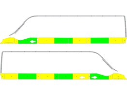 Striping Renault Master L4H2 Half Battenburg Groen/Geel/Wit  links   rechts  1 schuifdeur RKV Aarschot