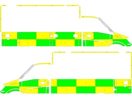 Striping Mercedes Sprinter Kastopbouw Dulmer Battenburg Groen/Geel/Wit  links   rechts 