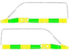 Striping Mercedes Sprinter WDB906 Visser Half Battenburg Green/Yellow/White KIT  left   right  slidi