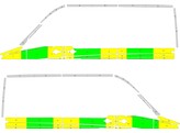 Striping Mercedes Sprinter WDB906 Visser Half Battenburg Groen/Geel/Wit KIT  links   rechts  schuifdeur rechts   Links Vlaamse Kruis