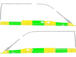 Striping Ford Transit L2H2 half Battenburg Groen/Geel/Wit  links   rechts  met 1 schuifdeur ASIMEX