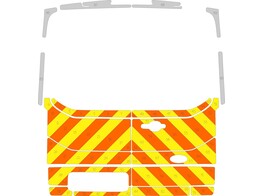 Striping Ford Transit H2 Half Chevrons ORANJE/GEEL/WIT extra stuk onderaan ASIMEX