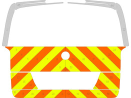 Striping Mercedes Vito - Half Chevrons  sous vitres  T11500 Orange/Jaune/Blanc 10 cm