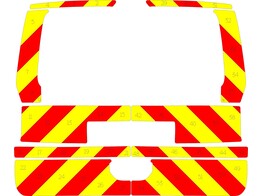 Striping Volkswagen Caddy 2021 - Chevrons T7500 Rood/Geel 10 cm - kofferdeksel met ruit