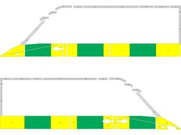 Striping Mercedes Sprinter oud model L2H2 half Battenburg Groen/Geel/Wit  links   rechts  1 schuifdeur RKV Lommel