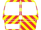 Striping Citroen Berlingo/Peugeot Partner 2008-2018 Chevrons Rood/Geel 10 cm deuren met ruiten